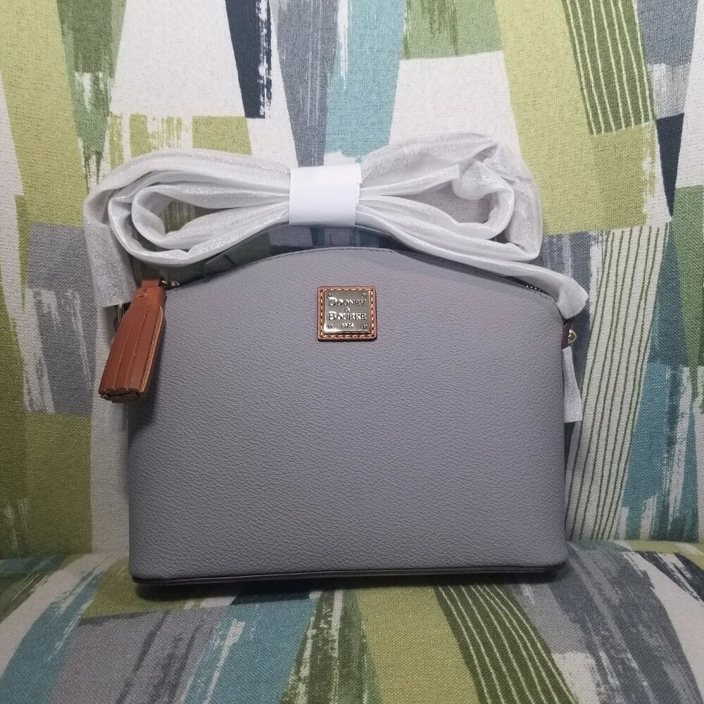 Dooney & Bourke Kirby Robin Crossbody Pebbled Leather Shoulder Purse Smoke Gray - Picture 3 of 13